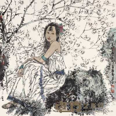 徐惠泉 2005年作 梅影 镜心 68×68cm